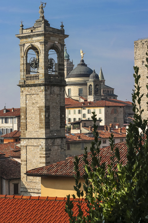 Beautiful architecture of the old city of Bergamo Italy.の写真素材