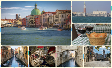 A collage of photos of attractions Venice Italy.の写真素材