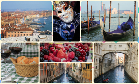 A collage of photos of attractions Venice Italy.の写真素材