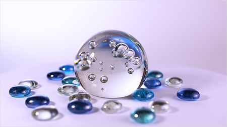 a magic ball for divination. blue glass ball close-upの写真素材