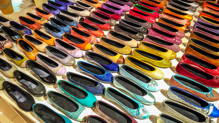 Many women's shoes in the fashion storeの写真素材