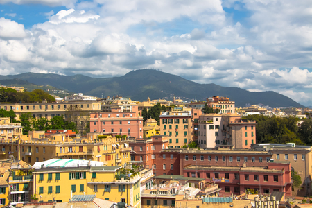 Landscape of the Beautiful Medieval Italian City of Genoaの写真素材