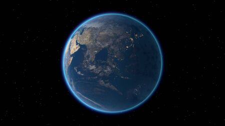 Flying over the earth's surface, 3D renderingの写真素材