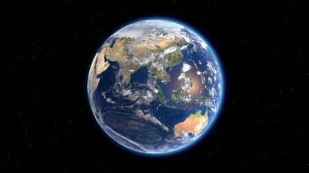 Flying over the earth's surface, 3D renderingの写真素材
