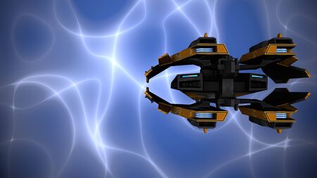 Mysterious nebula and space flight. 3D rendering.の写真素材