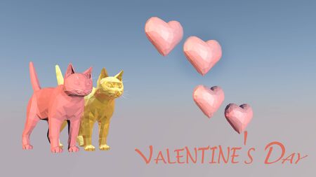 Valentine's Day Greeting Card. 3D rendering.の写真素材