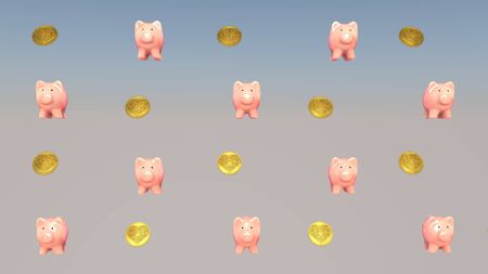 Concept of financial success, pig - piggy bank. 3D rendering.の写真素材