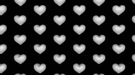 Bright background with hearts, declaration of love. 3D rendering.