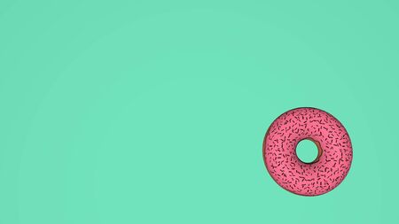 Abstract colorful animation, background of bright donuts. 3D rendering.