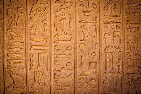 Ancient Egyptian writing, Egyptian hieroglyphs.の写真素材