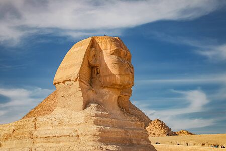 Ancient sphinx and pyramids, symbol of Egypt.の写真素材