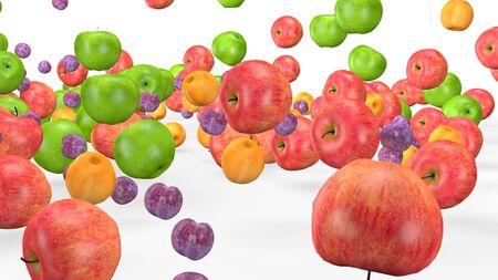 Fruit mix, animated fruit movement, 3D animation.の写真素材