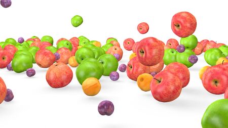 Fruit mix, animated fruit movement, 3D animation.の写真素材