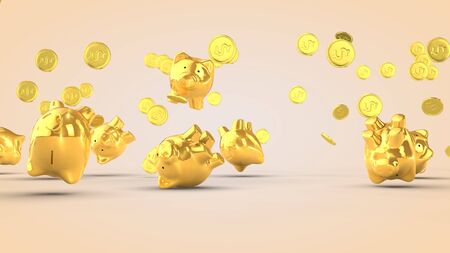 Concept of financial success, pig - piggy bank. 3D renderingの写真素材