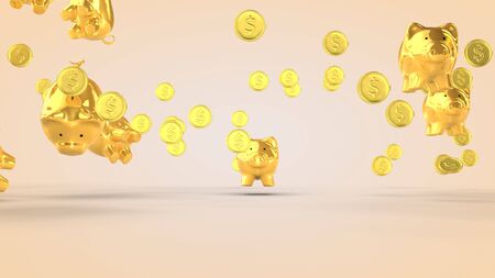Concept of financial success, pig - piggy bank. 3D renderingの写真素材