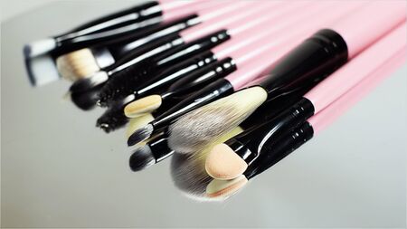 a set of new cosmetic makeup brushes.の写真素材