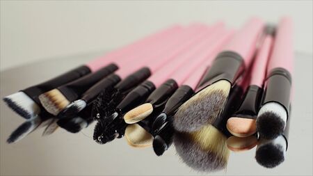 a set of new cosmetic makeup brushes.の写真素材