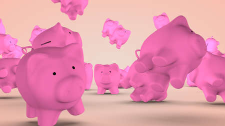 Concept of financial success, pig - piggy bank. 3D rendering.の写真素材