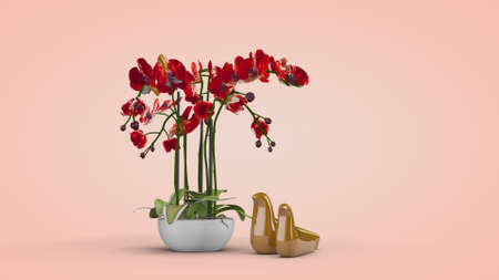 Luxurious orchid flowers, interior design, 3D renderingの写真素材