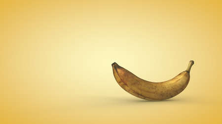 Ripe banana on a yellow background. 3D renderingの写真素材
