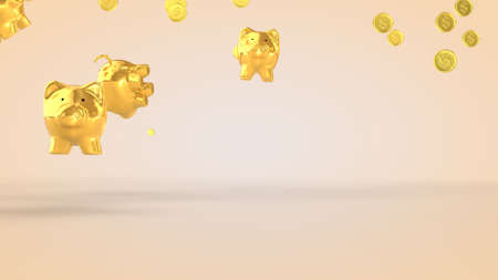 Concept of financial success, pig - piggy bank. 3D rendering.の写真素材