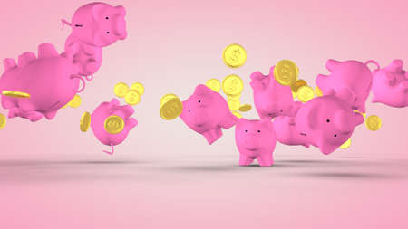 Concept of financial success, pig - piggy bank. 3D rendering.の写真素材