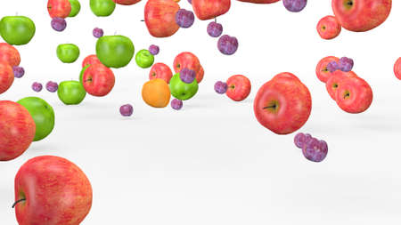 Fruit mix, animated fruit movement, 3D renderingの写真素材
