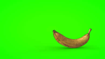 Ripe banana on a green background. 3D renderingの写真素材