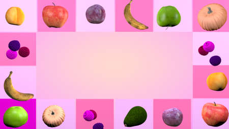 Fruit loto, fruit background. 3D rendering.の写真素材