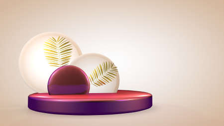 Fantasy design background with golden olive branches, 3D renderingの写真素材