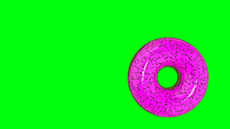 Spinning donut on a green background. 3D renderingの写真素材