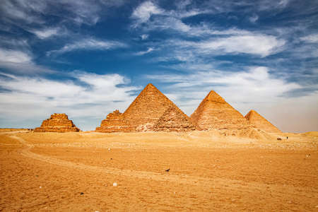 Ancient Great Pyramids at Giza, Cairo, Egyptの写真素材