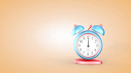Time, cute alarm clock isolated on light background, 12 oclock. 3D renderingの写真素材