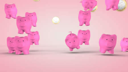 Concept of financial success, pig - piggy bank. 3D rendering.の写真素材