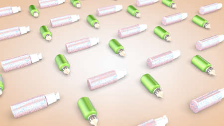 Endless movement of cosmetic bottles, advertising background. 3D renderingの写真素材