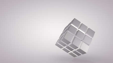 Rotation of the cube at an angle, isolated on a light background. 3D renderingの写真素材