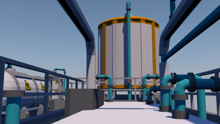 Processing plant equipment and piping. 3D rendering.の写真素材