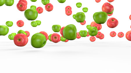 Fruit mix floating on whiteの写真素材