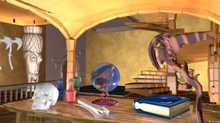 Divination on the Mogic ball. 3D rendering.の写真素材