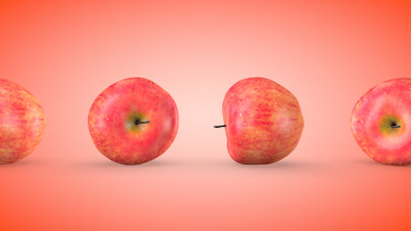 Ripe red apples, endless movement. 3D rendering.の写真素材