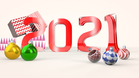 New 2021 year numbers rotation. 3D rendering.の写真素材