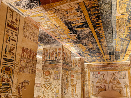KV9, Kings' Valley No. 9, Tomb of Memnon, tomb of the pharaohs from the 20th dynasty: Ramses V and Ramses VIの写真素材