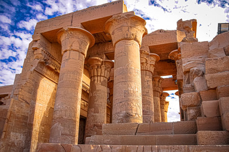 The ruins of the ancient temple of Sebek in Kom - Ombo, Egyptの写真素材
