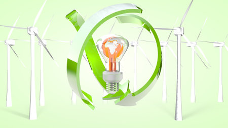 The concept of green production and ecological use of energy. 3D rendering.の写真素材