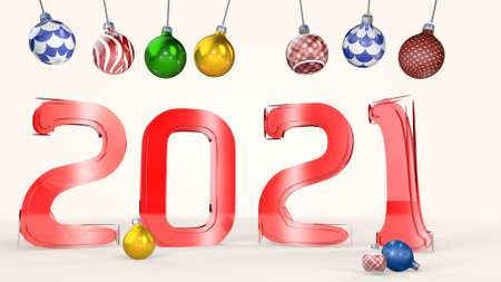 New 2021 year numbers rotation. 3D rendering.の写真素材