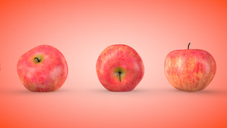 Ripe red apples, endless movement. 3D rendering.の写真素材