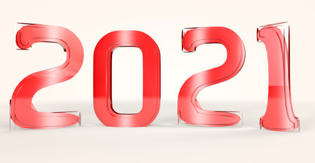 New 2021 year numbers rotation. 3D rendering.の写真素材