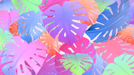 Fantasy decorative background with plants and flowers, 3D rendering.の写真素材