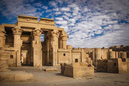 The ruins of the ancient temple of Sebek in Kom - Ombo, Egyptの写真素材