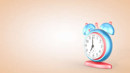 Time, cute alarm clock isolated on light background, 7 o'clock. 3D rendering.の写真素材